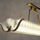 Large cast glass and brass pendant light Maison Lunel France 1960