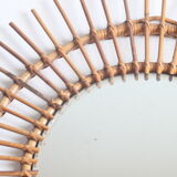 Rattan sunburst mirror 70cm, 1950