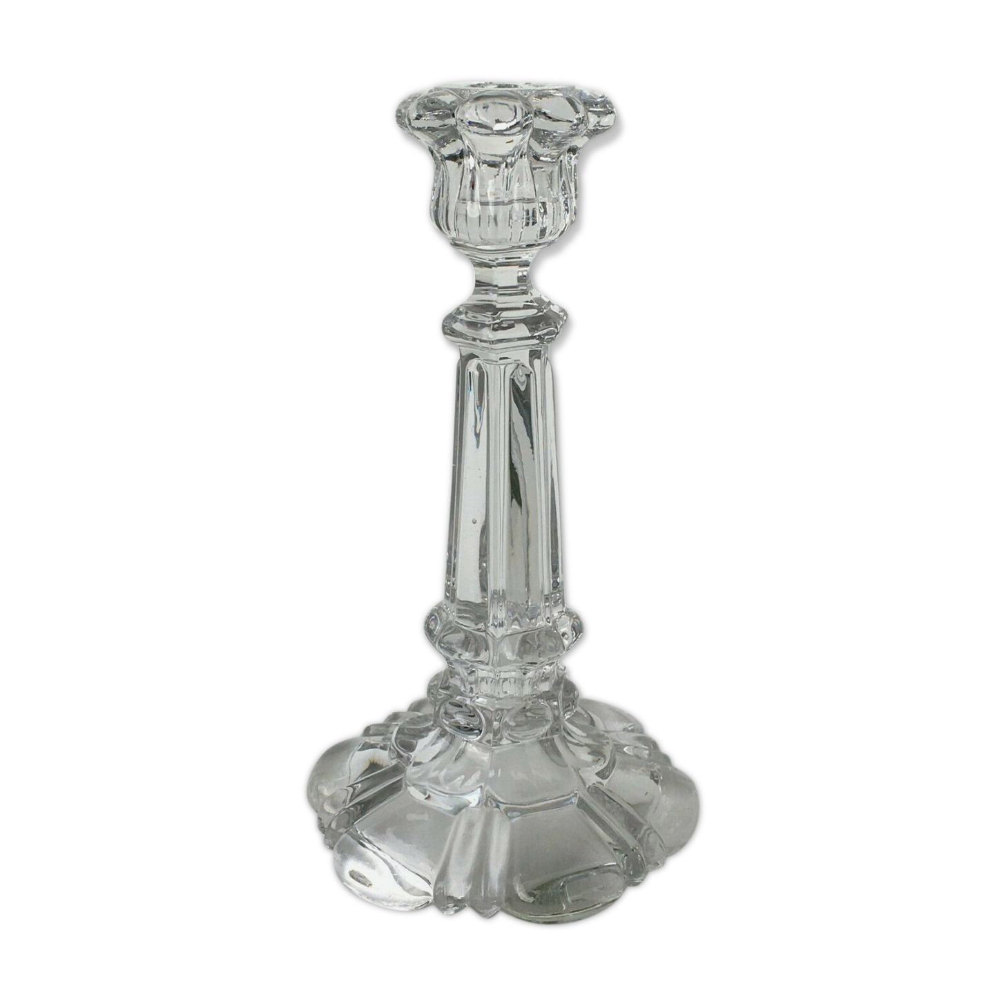 19th century moulded crystal candlestick