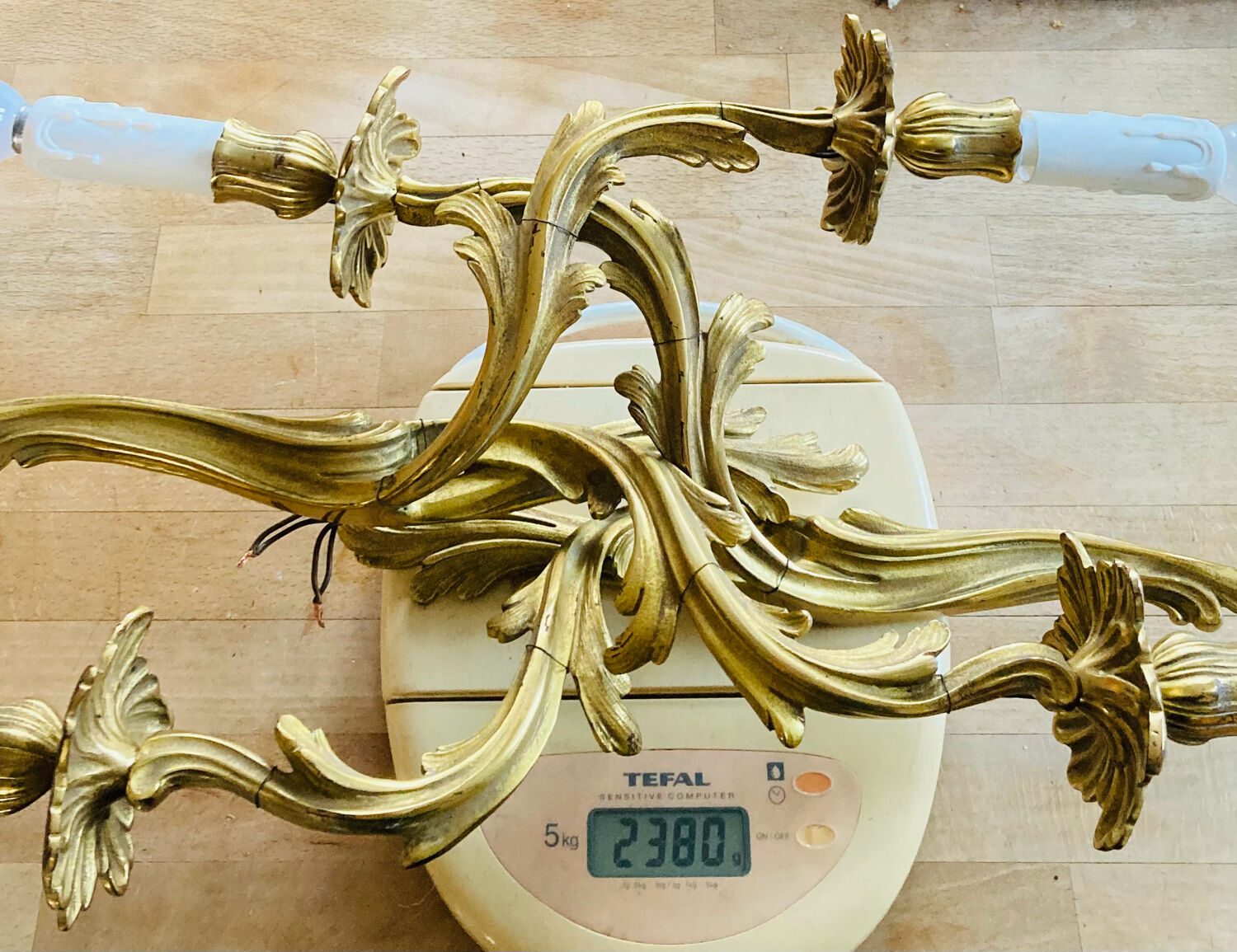 St Louis XV wall lights in solid gilded bronze with curved branches
