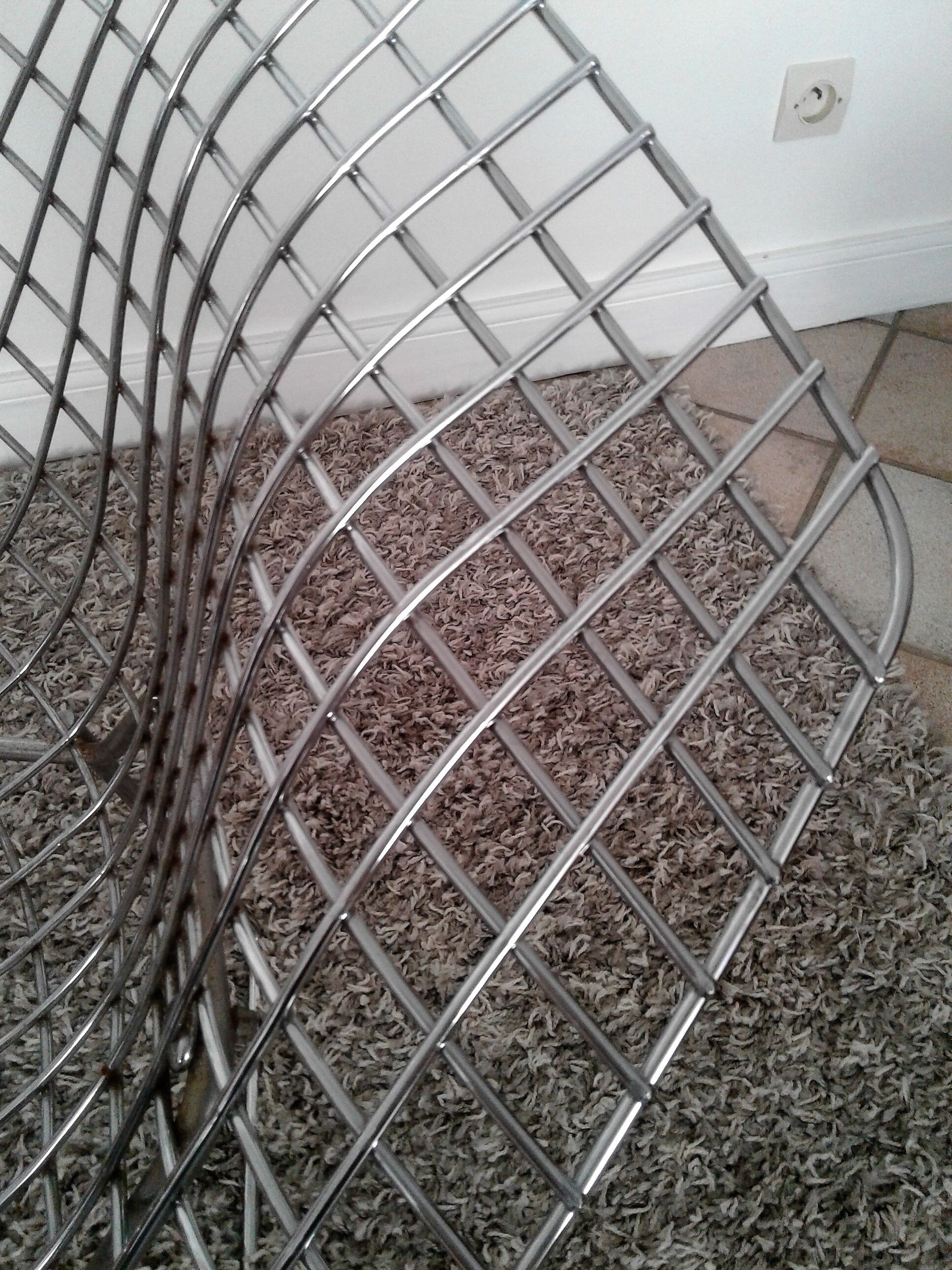Diamond design chromed metal Chair Harry Bertoia Knoll early 1970s edition
