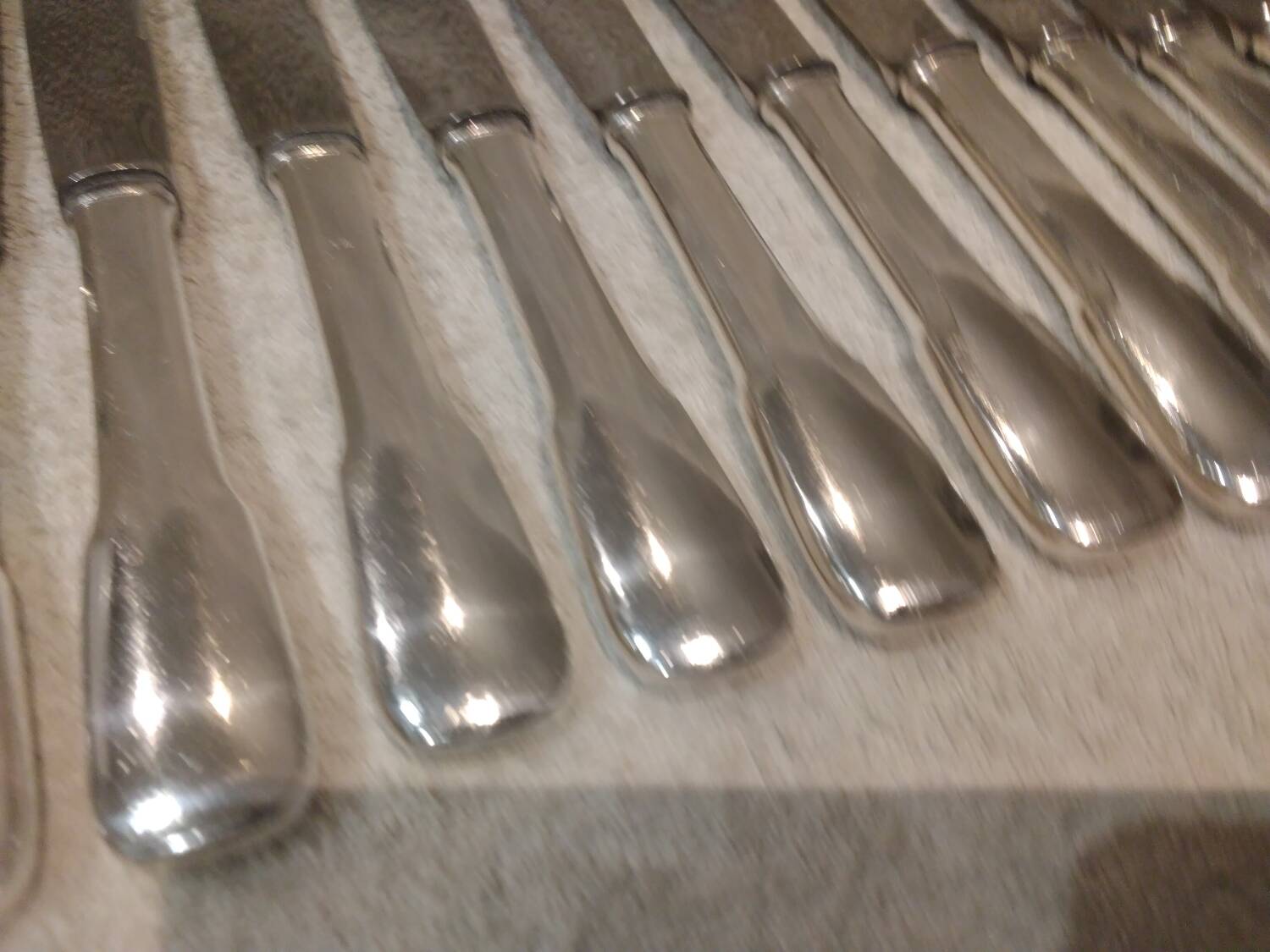 12 silver plated table knives, Francia goldsmith, single-flat, 24.7cm