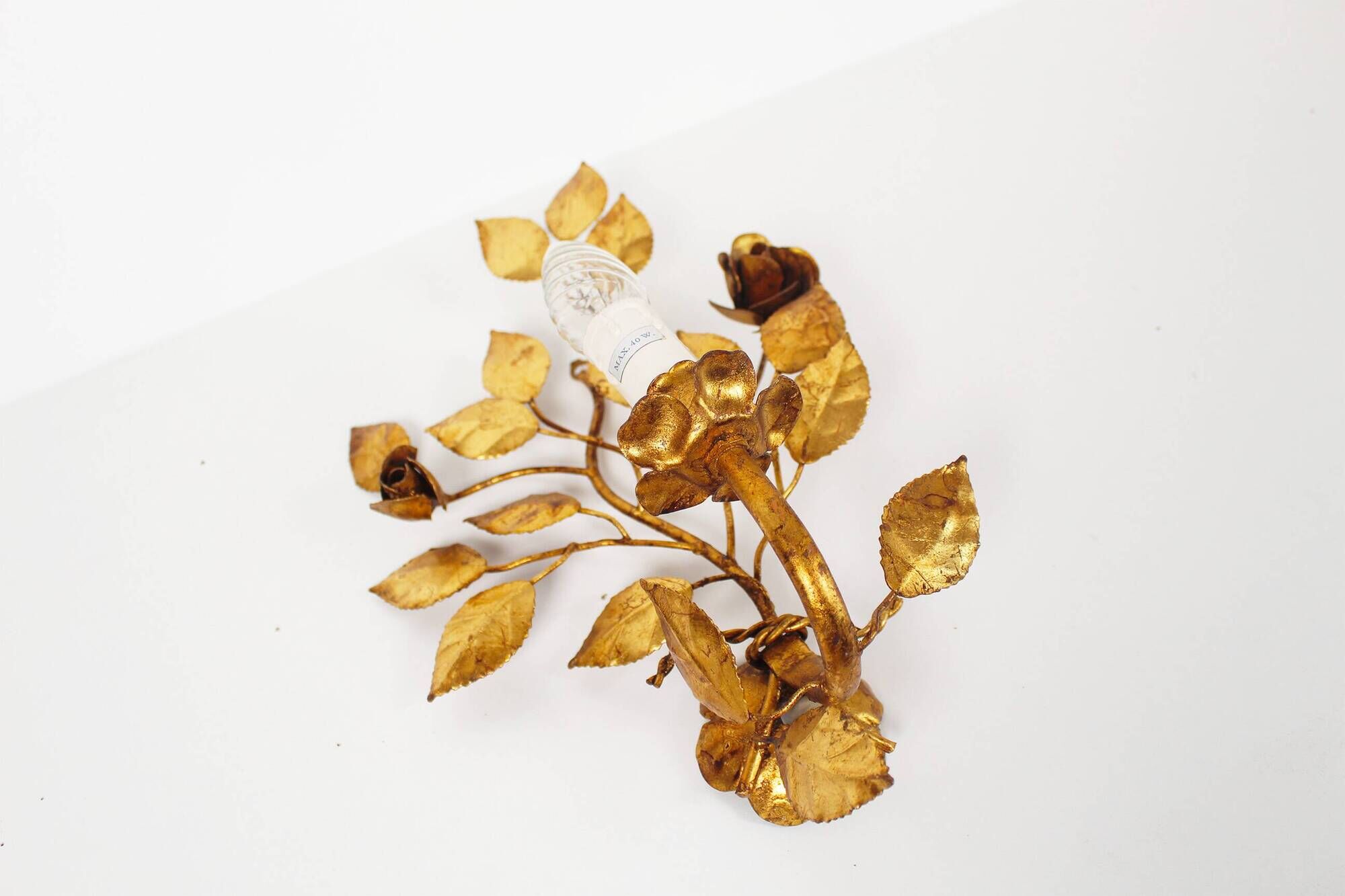 Antique Italian gilt rose wall lights by Hans Kogl