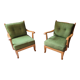 Pair of vintage armchair green fabrics