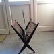 Vintage wooden and brass magazine rack