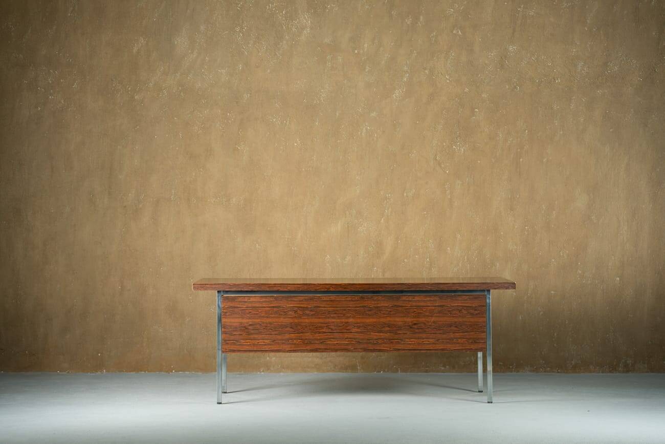 Mid-century rosewood and metal desk, Denmark 1970s
