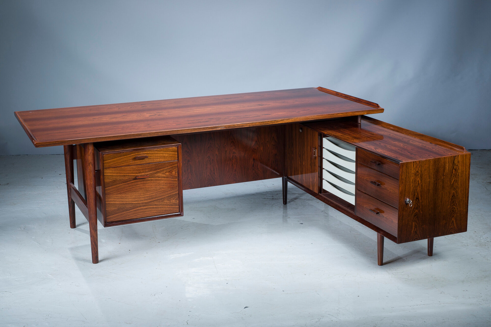 Executive Desk with Sideboard in Rosewood by Arne Vodder for Sibast Møbelfabrik, Denmark, 1950s