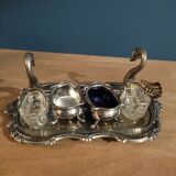 Set salt shaker Pepper boxes metal and swan glass dp 012336
