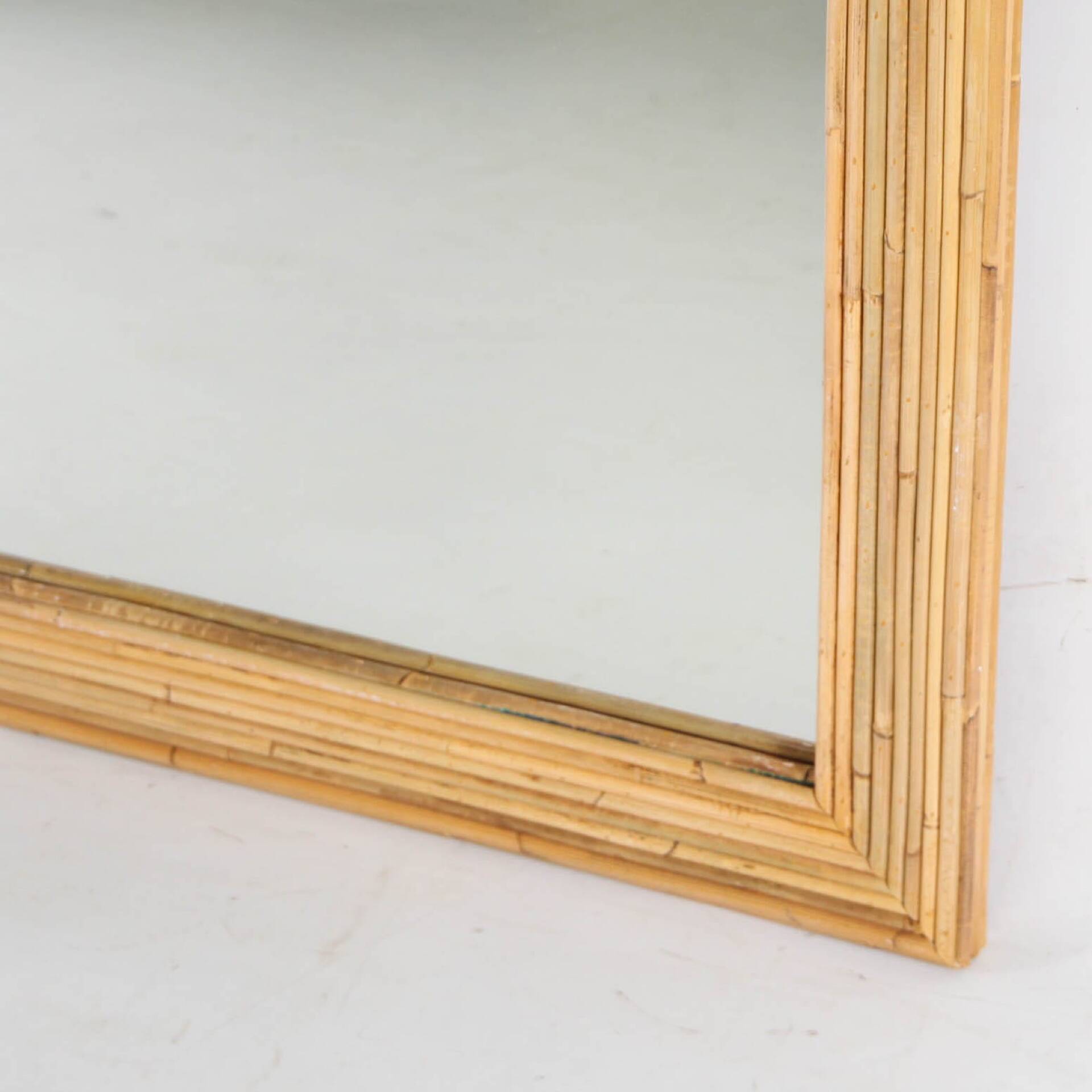 Grand miroir « palmes » en rotin