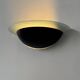 Vintage half-moon wall light, sandblasted glass and black lacquered metal, France, 1970