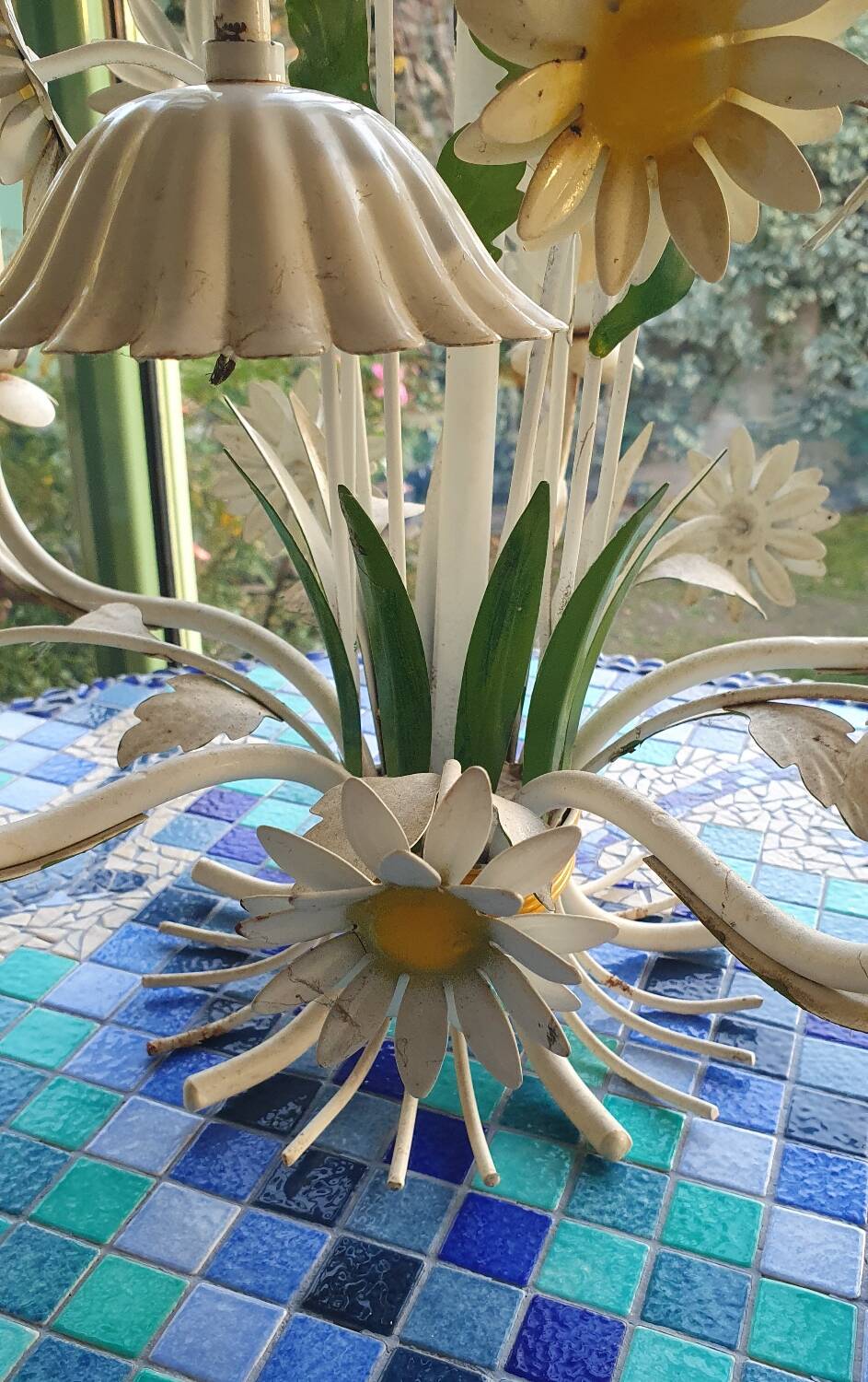 Wrought iron flower chandelier