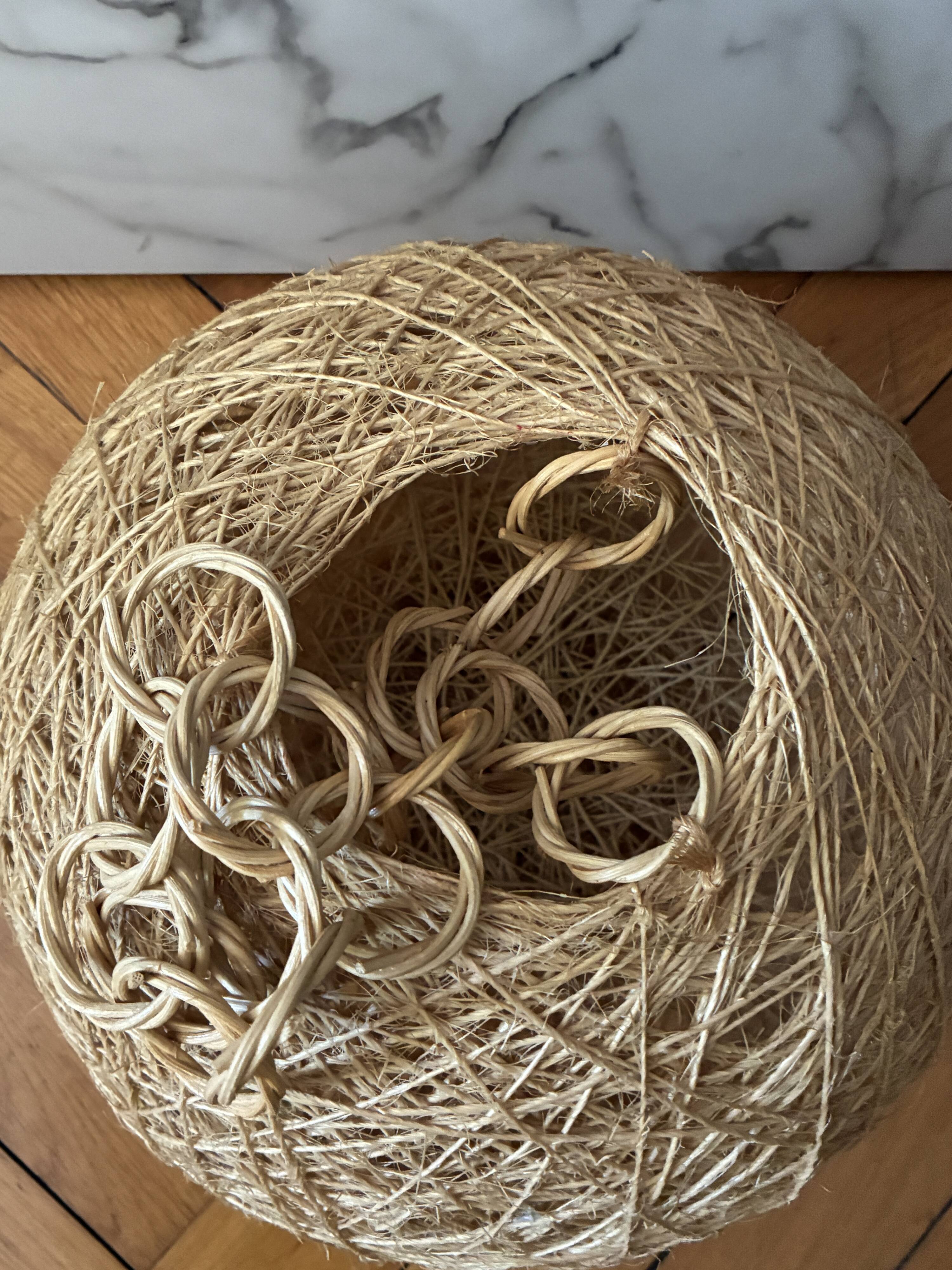 Lustre suspension boule chanvre ficelle