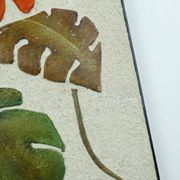 Mid century ceramic and plaster wall tile floral decor leaves and blossoms 1950s wgp