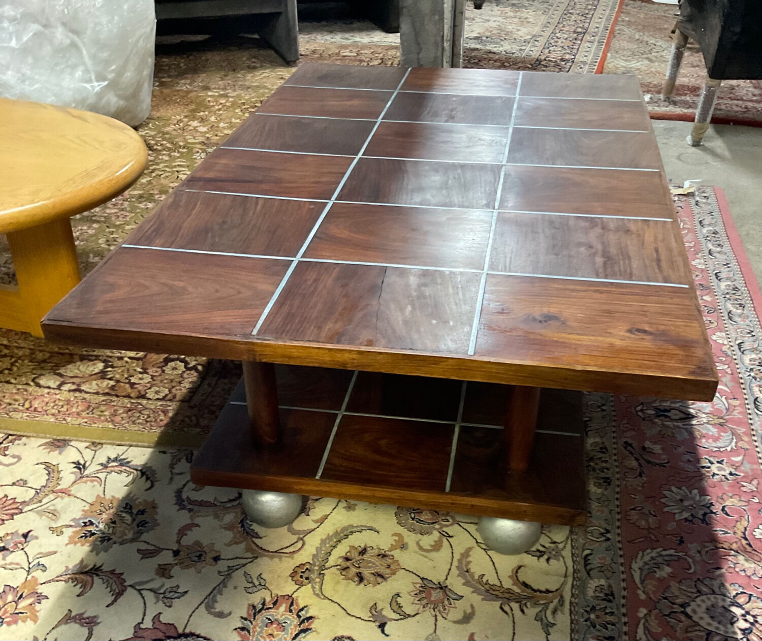 Scandinavian coffee table from the 50s in teak and aluminum