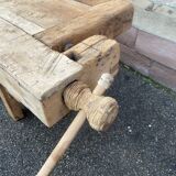 Industrial table carpenter's workbench in raw natural wood vintage bohemian