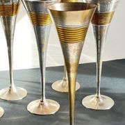 6 Flutes Champagne Laiton Argenté Vintage
