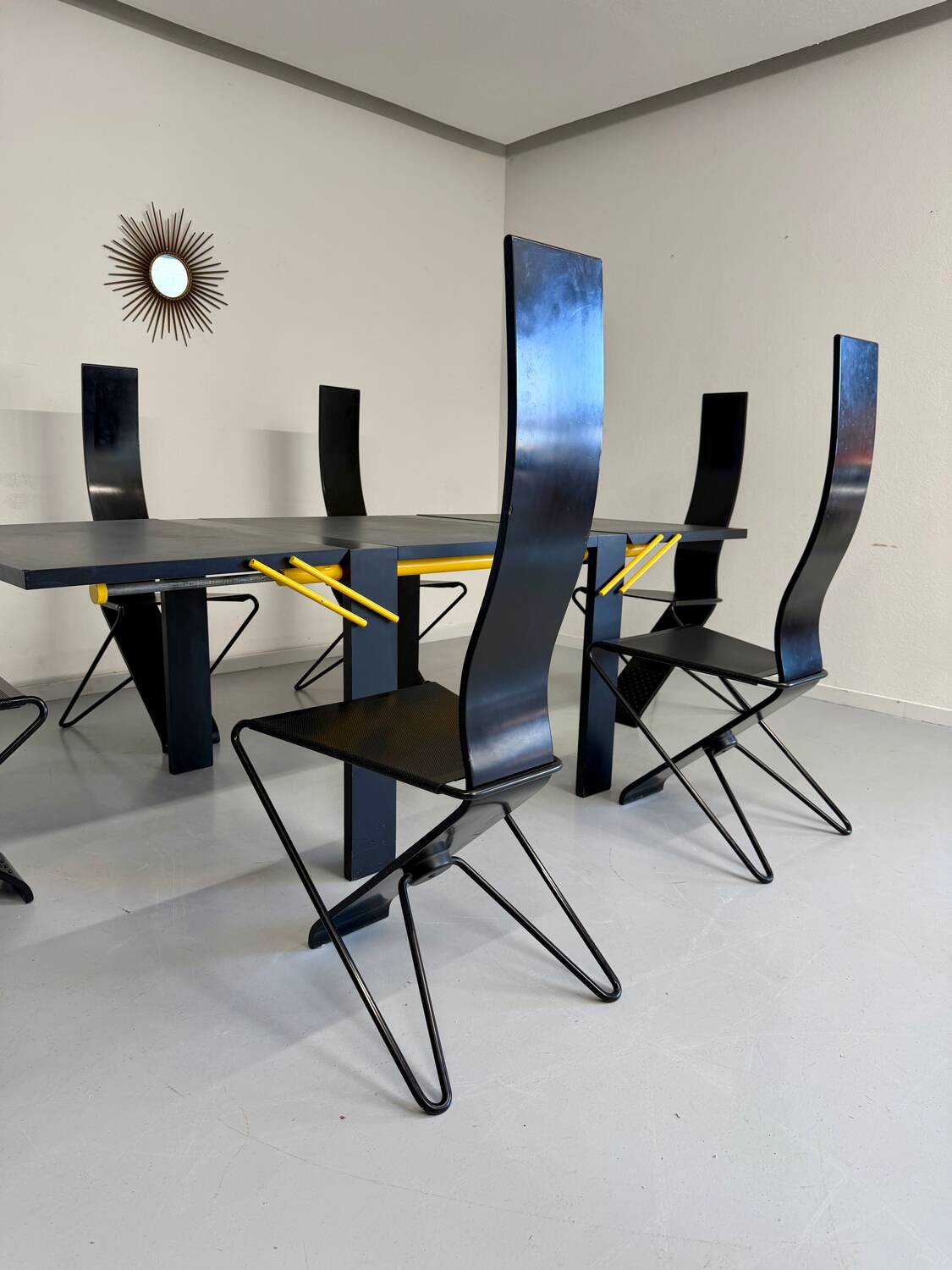 Set of 6 Italian design chairs by Pietro Arosio, postmodern, 1980s.