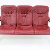 1980 Three-Seater Leather Sofa, Ton Czechoslovakia