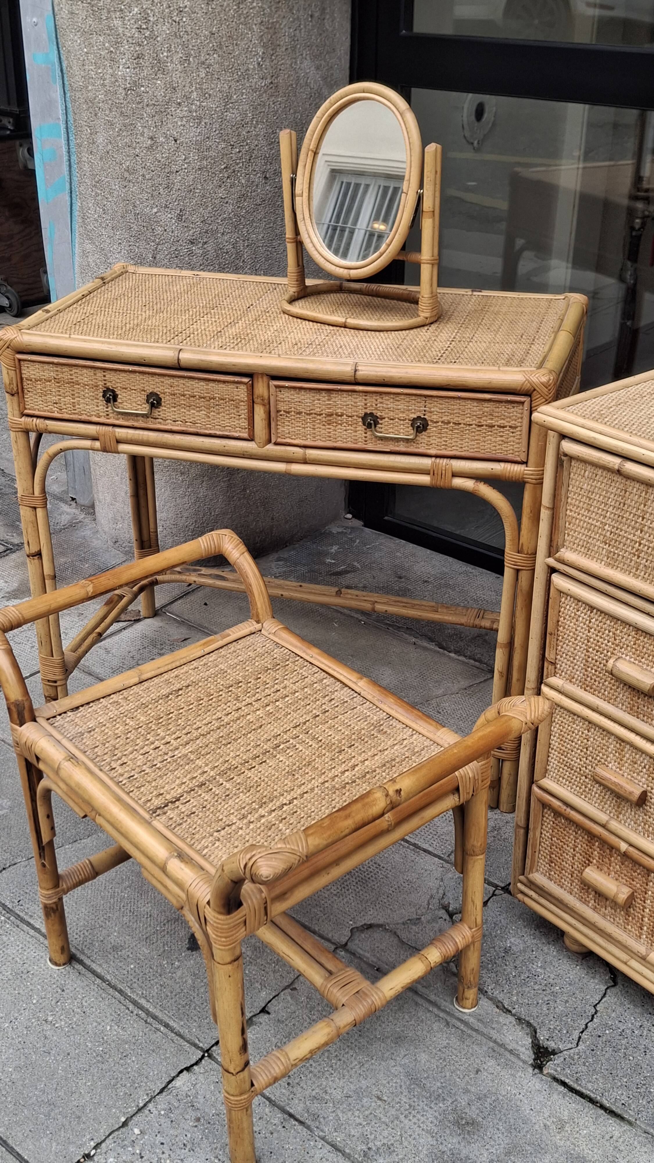 Woven rattan and wicker furniture. Vintage.