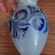 Cobalt blue Alsace stoneware soliflore vase signed Schmitter vi