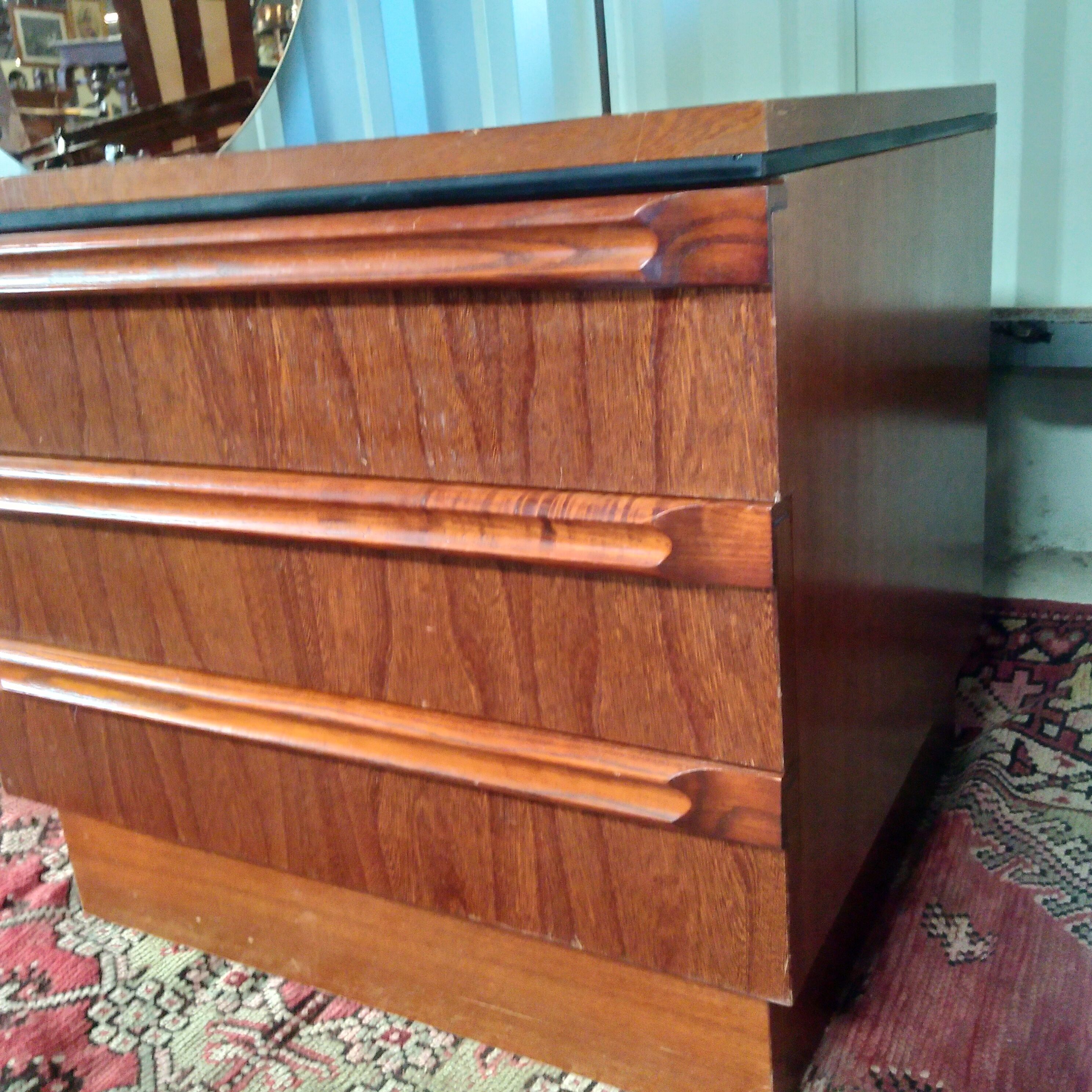Wood and glass dressing table 1970