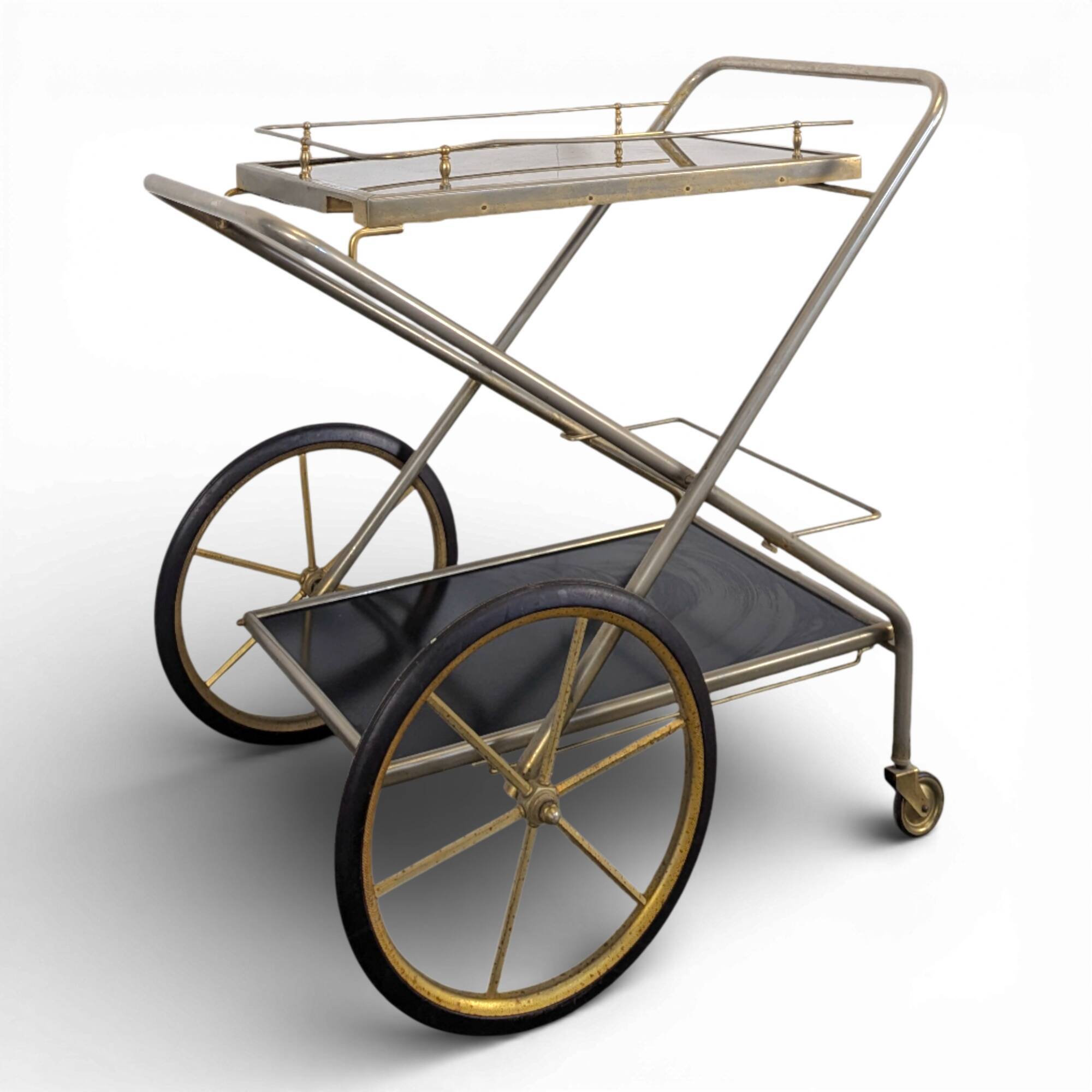 1970s Brass Rolling Trolley
