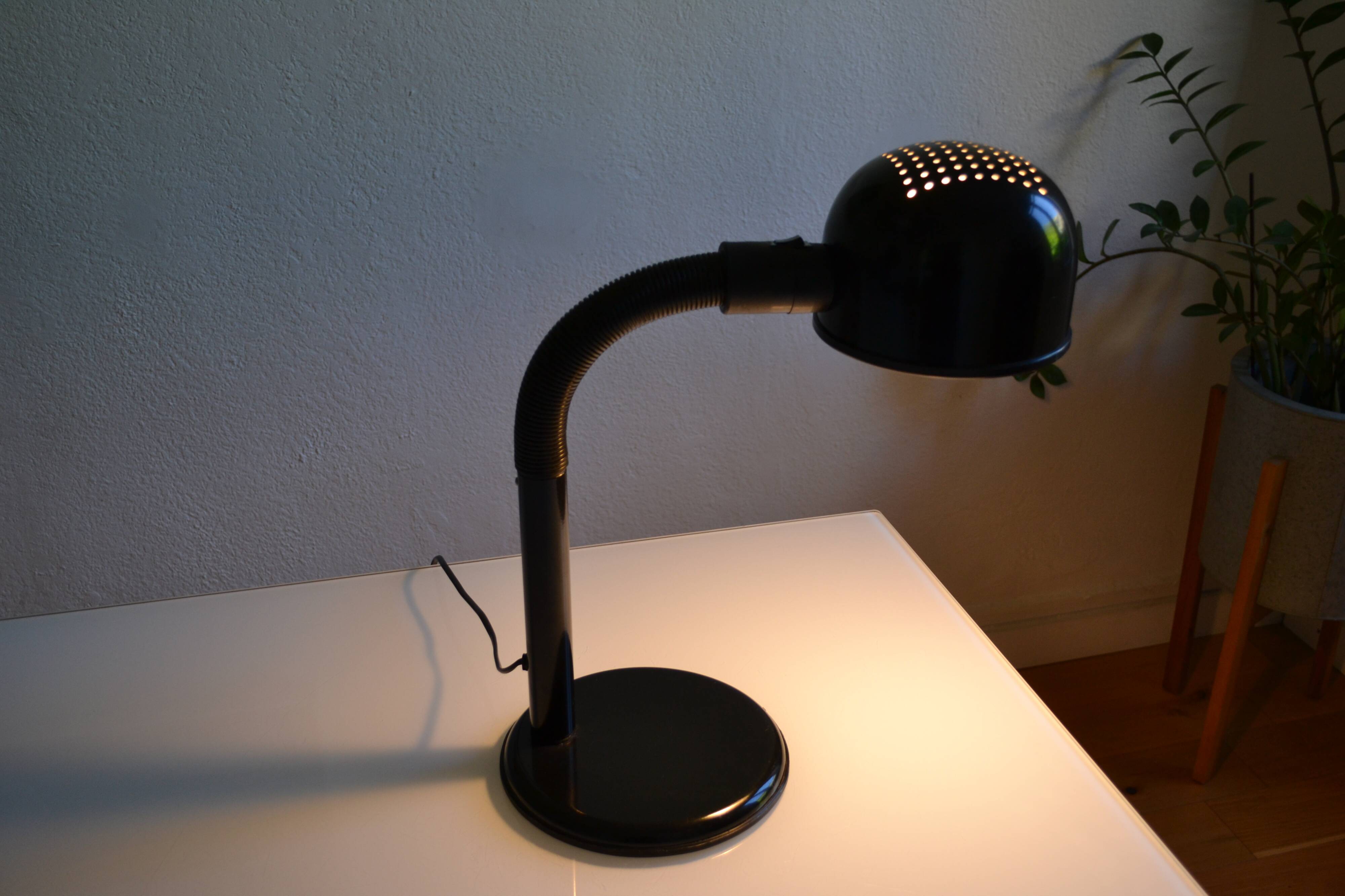 Black goose neck desk lamp ALDA 1980 Swedish Mid-Century