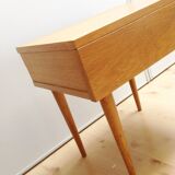 Scandinavian-style varnished wooden bedside table / vintage 60s-70s
