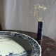 Vintage blue and white earthenware soliflore vase from Portugal.