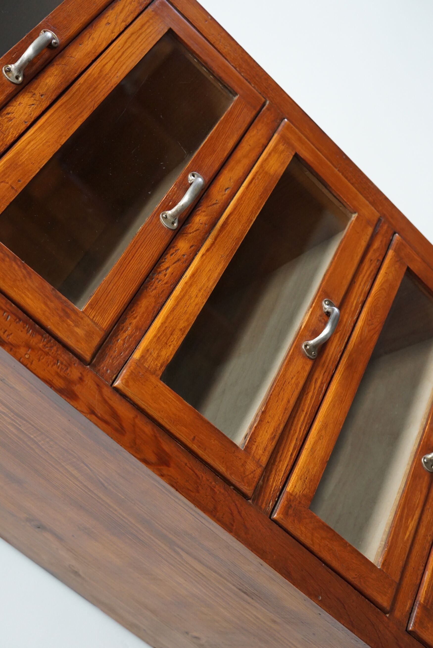 Vintage German pine haberdashery cabinet, 1950s