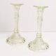 Set of two light green glass candlesticks from the mid-century, Europe, 1960s.