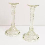 Set of two light green glass candlesticks from the mid-century, Europe, 1960s.