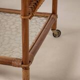 Bar Cart in Bamboo & Rattan, 1950s Denmark