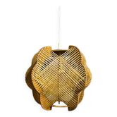 Lampe à suspension portugaise du milieu du siècle en bois et paille, 1960
