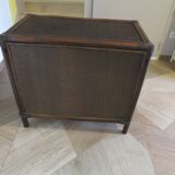 Vintage-commode 3 tioirs -bois bambou et rotin tressé - années 80
