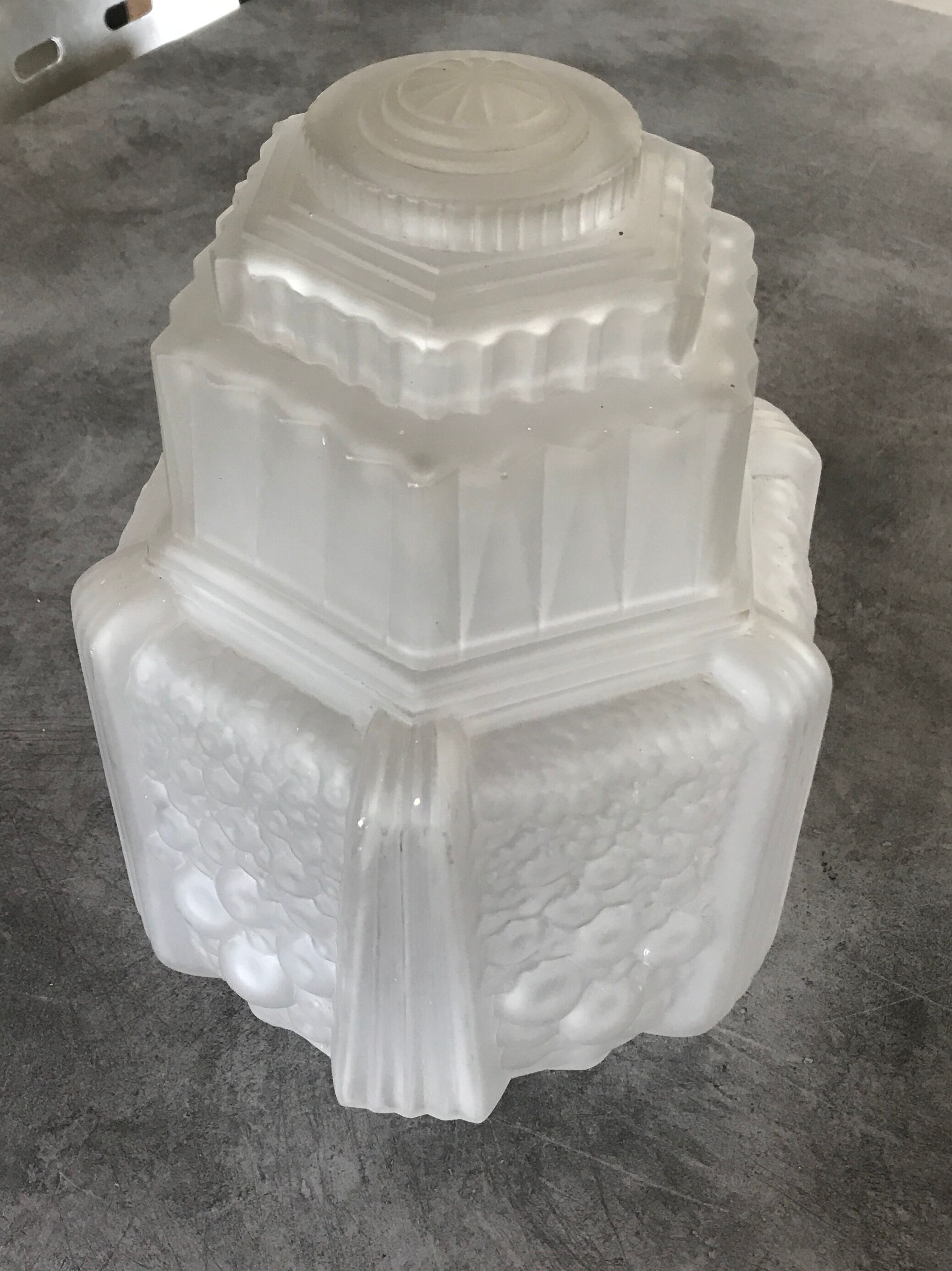 Old frosted glass lampshade suspension ceiling lamp art deco 30 cm