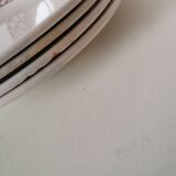 Set of 5 Badonviller dessert plates with red and white geometric pattern