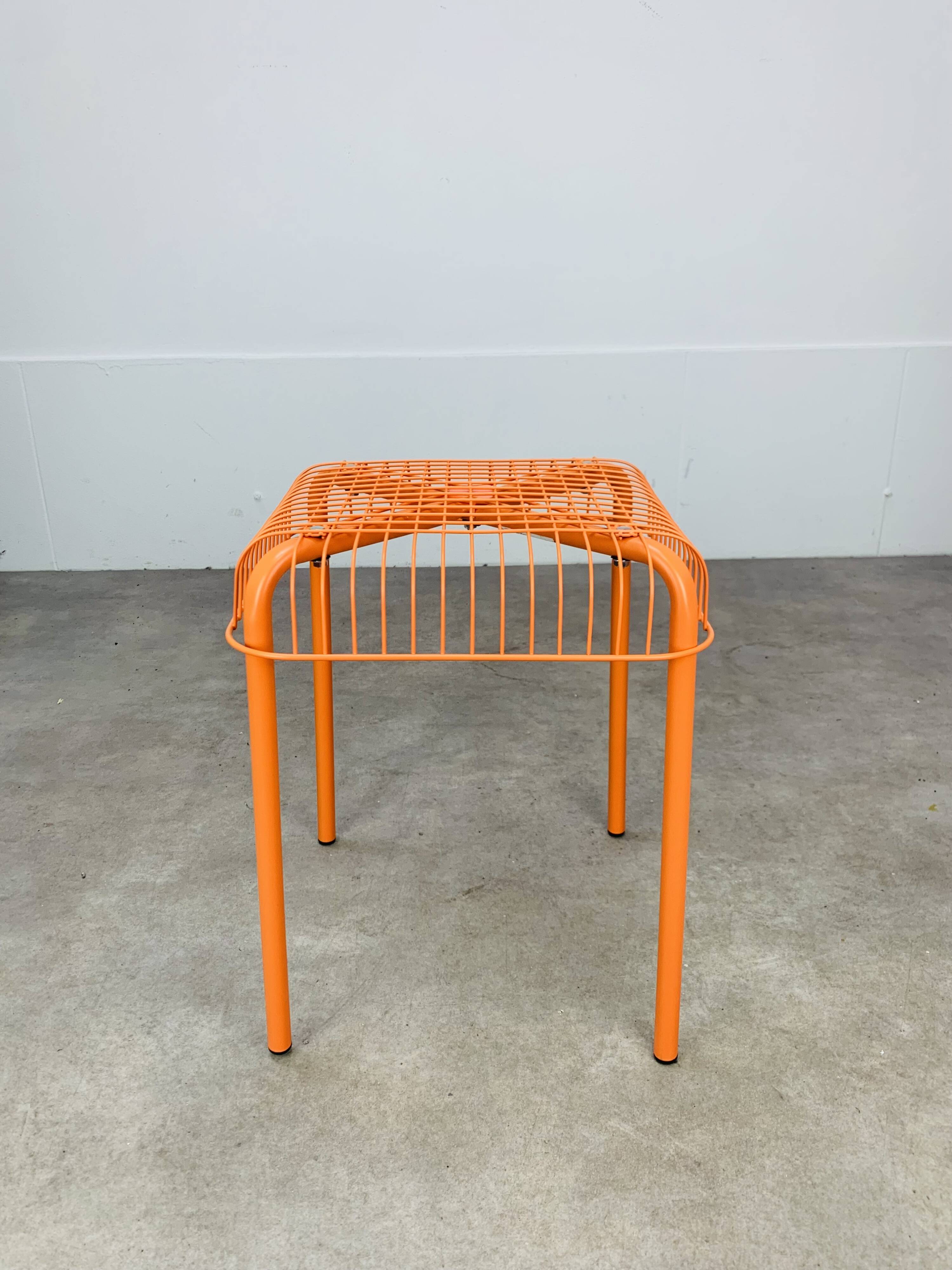 Vintage Ikea Vasteron stool, orange steel wire, 1990s | Selency