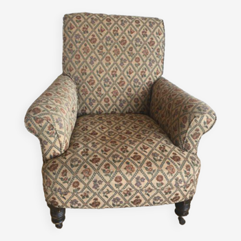 Fauteuil beige tapissié fleurs