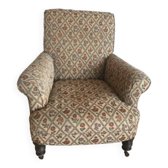 Fauteuil beige tapissié fleurs