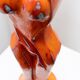Orange Ceramic Statue by Hugo von Ott, 42cm, Mid-Century Modern Design, Handcrafted Studio Ceramic Sculpture