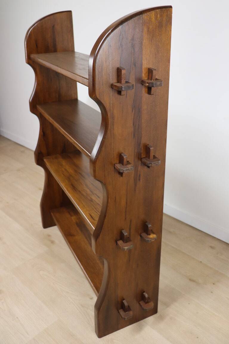 Vintage brutalist solid wood shelf - 1950