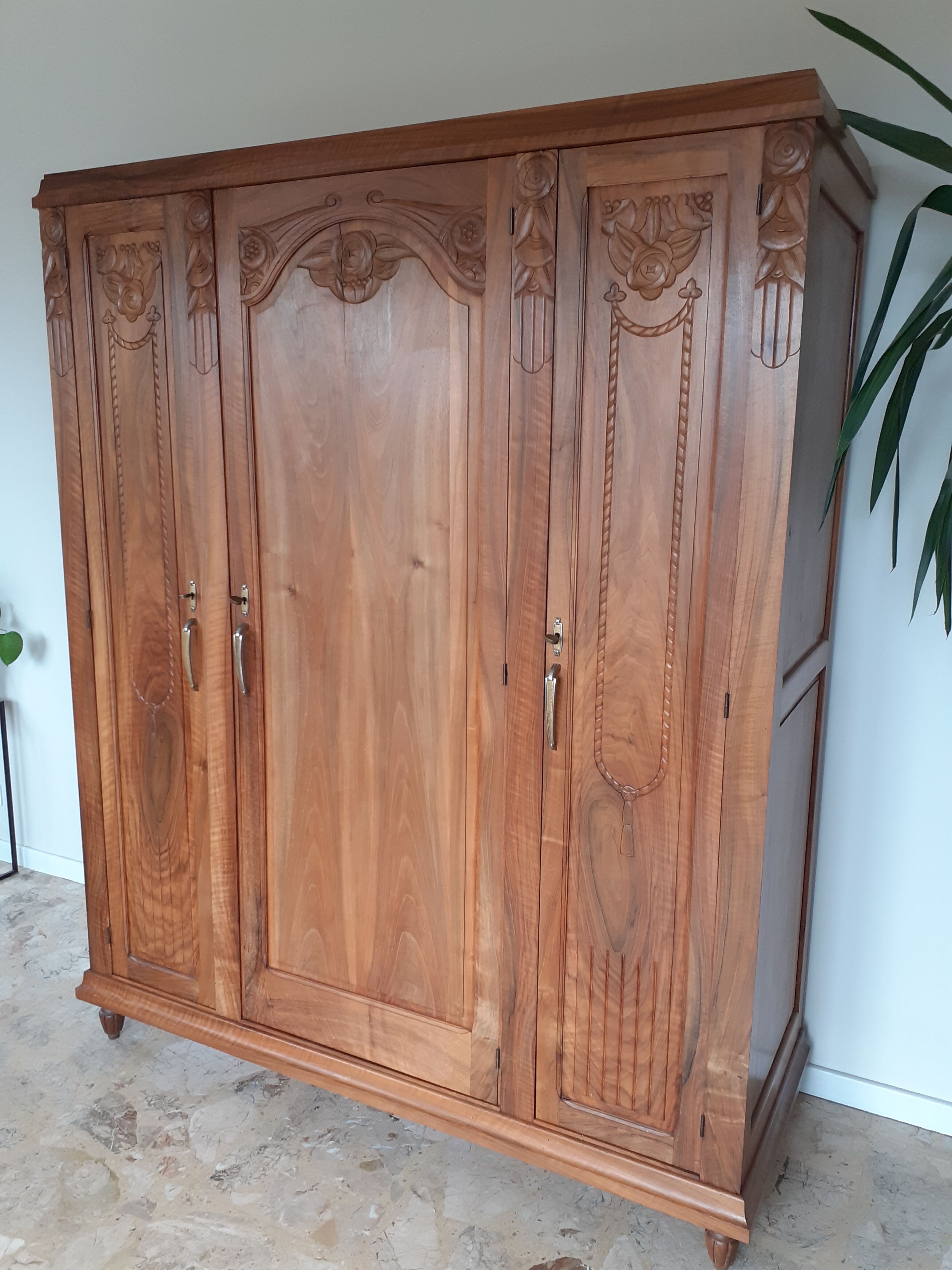 Art Deco walnut wardrobe
