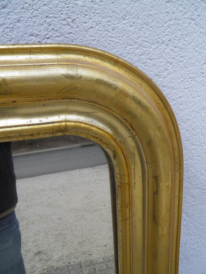 Old gilded wooden mirror in the Napoleon III style, 83x138cm