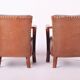 Vintage Art Deco Lounge Set in Walnut and Leather, 1930s, Set of 3