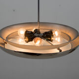 Bauhaus functionalist nickel chandelier UFO, 1930s, restored
