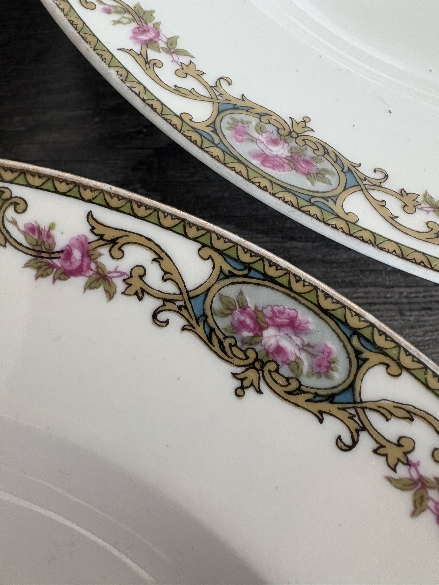 Set of three deep plates Limoges L.S. Floral Belle Époque decoration