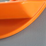 Vintage Italian Space Age round plastic mirror with shelf, 1970s