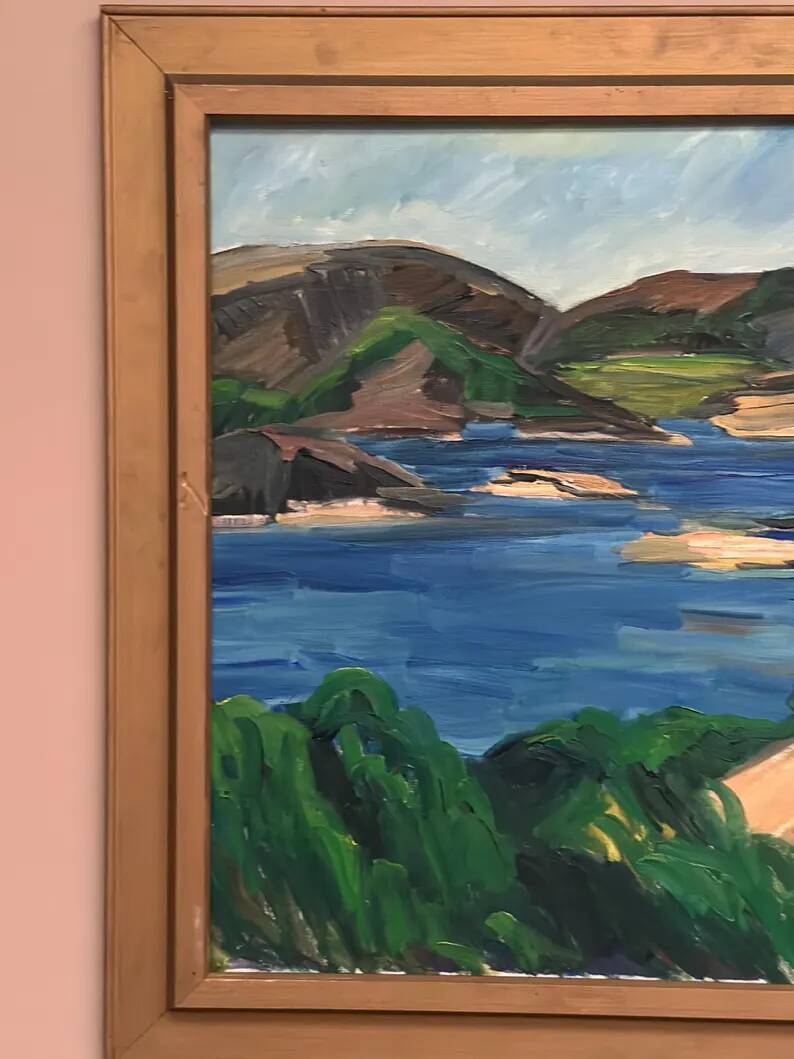 Original Swedish Oil on Canvas - "Lake" by Kersti Flyckt - Signed - Vintage and Framed - 79 × 66 cm (31.1 in × 26 in)