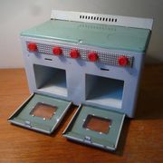 Small metal stove, vintage toy 1950s